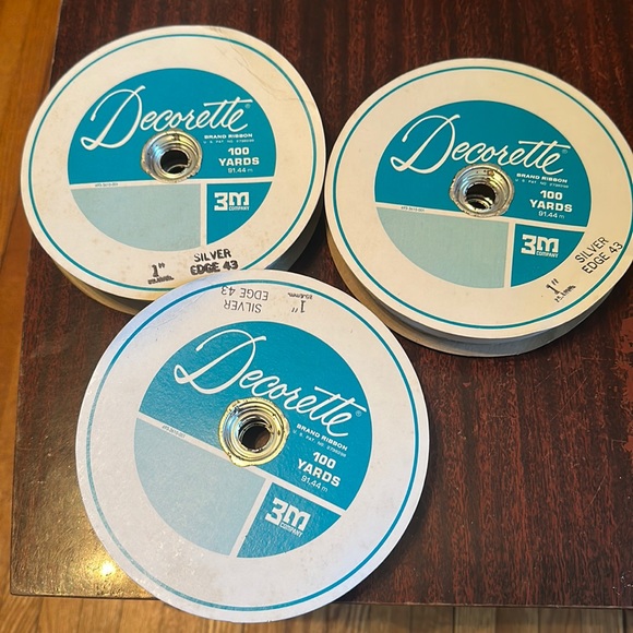 3 rolls vintage Decorette white with silver fancy ribbon New - Picture 2 of 11